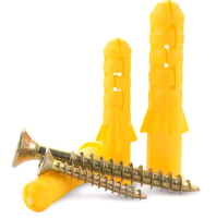 Petite cheville murale en plastique jaune, autoperceuse, à expansion, argentée, capacité 10 lb, pour usage en construction