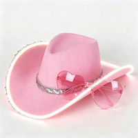 Costume de chapeau de cowboy néon LED personnalisé costume de casquette de cowgirl de l'espace pour les fêtes rave mariages carnavals-fête nouveautés nouveautés