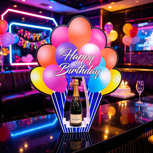 Custom Bar Nightclub KTV Party Happy Birthday Balloon Shape Light Up Liquor Display <b>Stand</b> LED VIP Champagne Bottle Presenter - Product Image 2