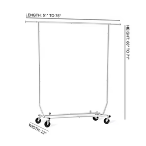 Load Capacity Commercial Grade <strong>Clothing</strong> Garment Racks <strong>Heavy</strong> <strong>Duty</strong> Sing <strong>Rail</strong> Adjustable Collapsible Rolling Clothes Rack on Wheels - Product Image 4