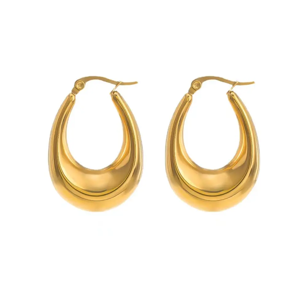 Bijoux géométriques simples sans ternissement pvd 14k or rempli d'acier inoxydable boucles d'oreilles exagérées accessoires pour femmes