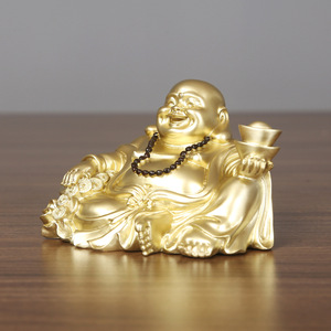 Figurine de Bouddha Maitreya en cuivre, dorée, faite à la main, décoration de bureau, décoration de la maison - Product Image 2