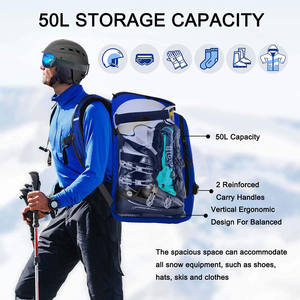 Échantillon gratuit Sac à dos de ski Logo personnalisé 50L Sac de voyage de ski rembourré résistant à l'eau de grande capacité Sac de bottes de snowboard pour bottes de ski - Product Image 6