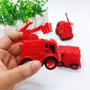 2024 Custom Mini Red Firefighting Fire Truck Children Kids Car Model Educational Toys Diecast Pull Back Inertia Cars