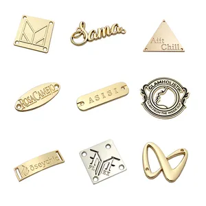 Wholesale Cheap Zinc Alloy 2 Hole Engraved Brand Logo Custom Metal Tags Plates Labels For Shoes / Cloth / Bags / Swimwear
