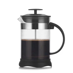 High Quality Popular borosilicate glass pitcher 304 Grade Stainless Steel filter mesh hand french press coffee maker with handle
