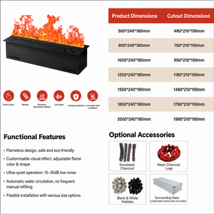 Customized 1M 1.2M 1.5M Water Vapor Electric <strong>Fireplace</strong> 3D Flame APP Wifi 9 LED Colors Built-In Wall Mounted For Hotel Home - Product Image 2