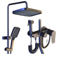 Système de douche à effet pluie mural en laiton finition chromée haute pression avec barre coulissante, kit complet pour appartement et hôtel