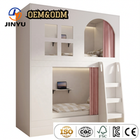 Cama Cápsula Elegante de Color Rosa para Mujeres, Estilo Castillo de Princesa, Cama de Dormitorio de Madera, Cápsula de Sueño de Lujo para Mujeres, Muebles de Hostal