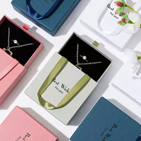 Boîte cadeau à tiroir coulissant avec logo personnalisé, poignée en ruban, emballage en carton de luxe pour bague, collier, boucles d'oreilles
