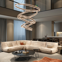 Villa Bâtiment Escalier Long Lustre Grand Lustre Rond Décoratif Moderne Led Anneau Cercle Lustre