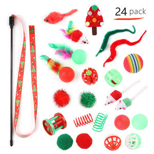 Nuevo Juego de Juguetes para Gatos de la Serie Navideña de Cross-Border Factory, Cabello Liso, Paquete con Cabeza de Tarjeta Navideña, Material de Pluma - Product Image 2