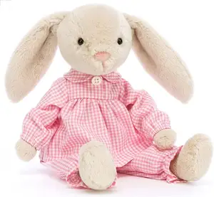 Children Girls Accompany Sleep Lovely Long Ear Bunny Rabbit Plush Dolls Toy With Nightgown