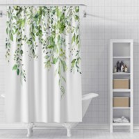 Rideau de douche moderne Bonhause en polyester, motif feuilles d'eucalyptus marron aquarelle, résistant à la moisissure, écologique, 72x72 pouces