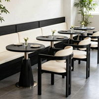 Ensemble de table et chaises de restaurant commercial personnalisé, style occidental, pour café, avec banquette murale, tables à cadre métallique, design moderne