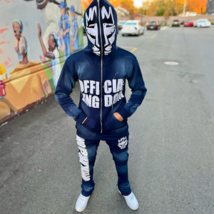 Custom Slim <span class=keywords><strong>Fit</strong></span> 3D Puff Pint felpa con cappuccio e pantaloni della tuta Set Full Face Zip straps Patch Streetwear taglie forti - Product Image 1