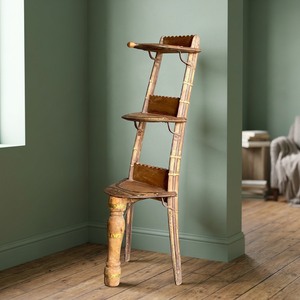 Meilleure collection d'étagères en bois en forme d'échelle, transformées en présentoir vintage pour sièges de chameaux, art himalayen antique - Product Image 6