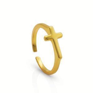 Chris April Mạ Vàng 925 Sterling Silver Bạc Có Thể Điều Chỉnh Chéo Bọc Faith <span class=keywords><strong>Ring</strong></span> Cho Phụ Nữ - Product Image 1