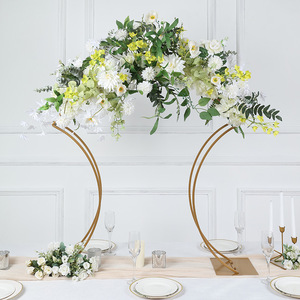 LANJO Gold Metal Floral <b>Arch</b> <b>Frame</b> Wedding Table Centerpiece Stand With Curvy Design - Product Image 3