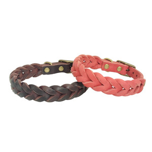 Designer Groothandel Zwart Bruin Rood Van Hoge Kwaliteit Lederen Gevlochten Hondenhalsband - Product Image 4
