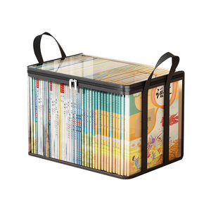 Transparent Book Storage Box 20L <b>30L</b> Dustproof Waterproof Foldable Organizer For Textbooks And Books Rectangle Shape - Product Image 1