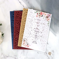 Carte d'invitation à motif de Rose découpée au Laser pour Invitation de mariage et cartes d'invitation d'anniversaire personnalisées découpées au laser