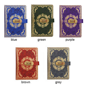 Cuaderno con purpurina A5 Flor en relieve Diario secreto Papel rayado Cuaderno de cuero Vintage para estudiantes - Product Image 2