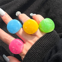 Bague pour femme de style européen et américain, mode, géométrique, exagérée, en acrylique coloré