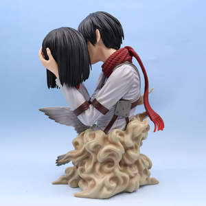 Statues d'anime japonais 22cm Baiser de la mort Mikasa Ackerman Eren Jaege Figura figurine PVC - Product Image 3