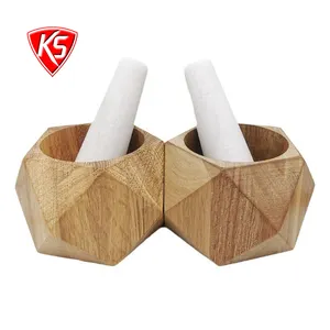 Hot Selling Acacia Wood Mortar And Pestle Set Kitchen Herb Spice Tools With Marble Acacia For Cooking Gadgets New Release