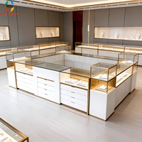 Vitrine de présentation de bijoux en verre moderne, serrure haute sécurité, éclairage LED, écologique, robuste, recyclable, logo personnalisé, vente au détail