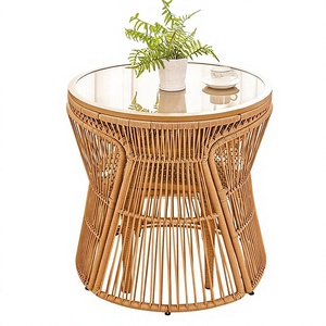Custom OEM Modern Eco - Friendly Flower <b>Rattan</b> Round Pedestal Accent <b>Table</b> High Quality Variety Colors Choices Made in Vietnam - Product Image 1
