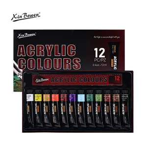 Xin Bowen Premier Acrylic Paint 12ML 12 Colors High Quality Coverage Capacity Pigment For Artist Art Painting