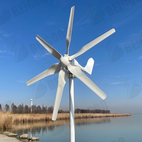 Générateur éolien horizontal en matériau premium 1000W 1KW 12V 24V 48V Triphasé AC 6 pales et contrôleur pour maison, ferme, bateau