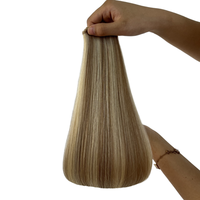 Ekstensi Rambut Manusia Rusia Remy Grade Machine Double Weft Berkualitas Tinggi, Pewarnaan Sutra Lurus, Dapat Disesuaikan untuk Kepang