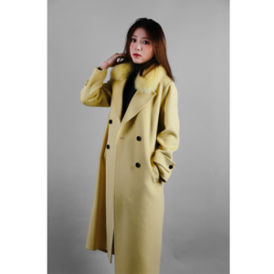 Cappotto Lungo in Lana a Doppia Faccia per Donna, Autunno Inverno, con Collo in Vera Pelliccia di Volpe, Cappotto in Cashmere - Product Image 6