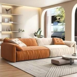 Minimalist Fabric Sectional <b>Sofa</b> Three Seat Tufted Design Wooden <b>Legs</b> Padded Arms Loose Back Living Room Furniture - Product Image 2