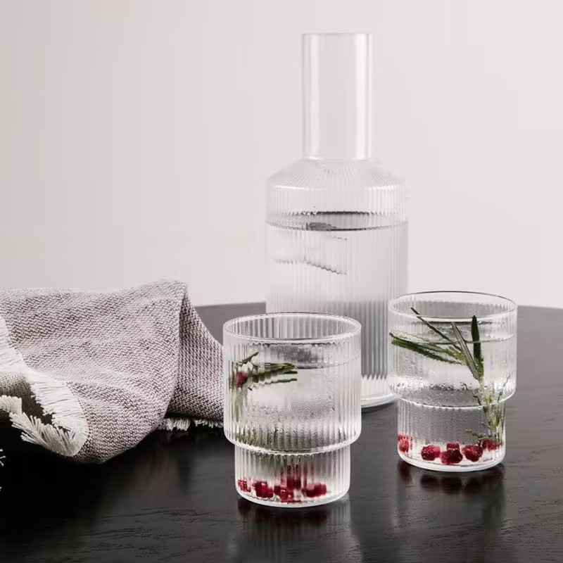 hand made 300ml glass water cup 700mlwhiskey glass bottle set