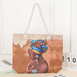 Femmes léger corde grossière imprimé léopard <span class=keywords><strong>sac</strong></span> à main polyvalent Art à la mode toile <span class=keywords><strong>plage</strong></span> <span class=keywords><strong>sac</strong></span> à provisions nouveau en gros - Product Image 3