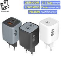 Chargeur GaN 45W PD avec prise EU, ports USB-A + double Type-C, chargeur rapide certifié CE, adaptateur de voyage portable pour appareil photo