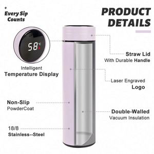ขวดน้ำอัจฉริยะขนาด 500 มล. พร้อมหน้าจอ LED แสดงอุณหภูมิ  แบบมีที่กรองชา  เก็บความร้อน/เย็น  ขวดสุญญากาศ - Product Image 5