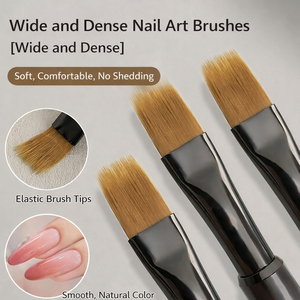 Ensemble de pinceaux à ongles personnalisés avec manche en bois, poils en nylon flexibles, pointes ovales, plates et dégradées pour les détails fins en art. - Product Image 1