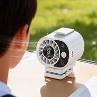 Ventilador de Sombrilla Recargable con Clip, Mini Ventilador Portátil de 3 Velocidades, Ventilador de Escritorio USB con Luz LED