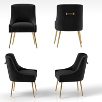 Chaises de salle à manger modernes italiennes, salle d'étude, restaurant, chaises de salle à manger rembourrées en velours noir capitonnées avec pieds dorés