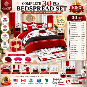 Luxury Complete 30PCS Bedspread <strong>Set</strong> Bedroom Bathroom Decor <strong>Set</strong> for Home Hotel Printed Floral <strong>Bedding</strong> <strong>Set</strong> King Size - Product Image 3