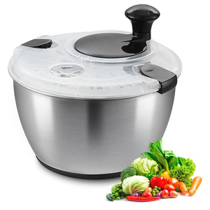 Stainless Steel Salad Spinner, 4.2 Qt <b>Vegetable</b> Washer, BPA-Free Lettuce Dryer with Crank Design, Dishwasher Safe Non-Slip Base - Product Image 1