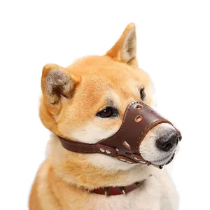 Dog Muzzle Pitbull Amstaff Staffordshire Terrier Secure Leather Basket Dog Muzzle Comfort Secure Anti-Barking Muzzles for Dog