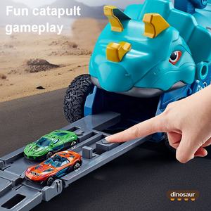 Catapulte à inertie camion de dinosaure éjection déformée piste pliable voiture de course jouet enfants véhicule de lancement de missiles avec ensemble de voitures en alliage - Product Image 3