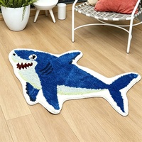 Tapis en microfibre doux et absorbant, antidérapant, en forme de requin bleu personnalisé, pour la décoration de la chambre des garçons