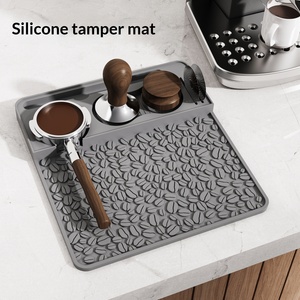 Silicone Coffee Tamping Mat Non-Slip Raised Edges <b>Heat</b> Insulating <b>Food</b> Grade Bar & Corner Mat Tamping Hammer <b>Tray</b> Storage Mat - Product Image 1